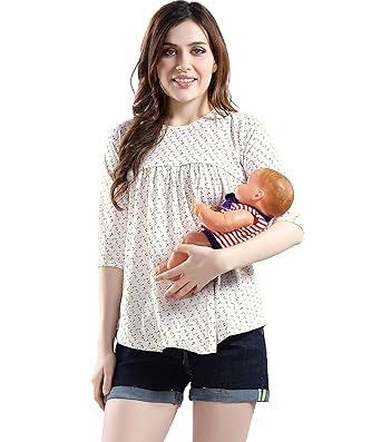 AV2 Printed Women Maternity Feeding Nightwear Top 8045