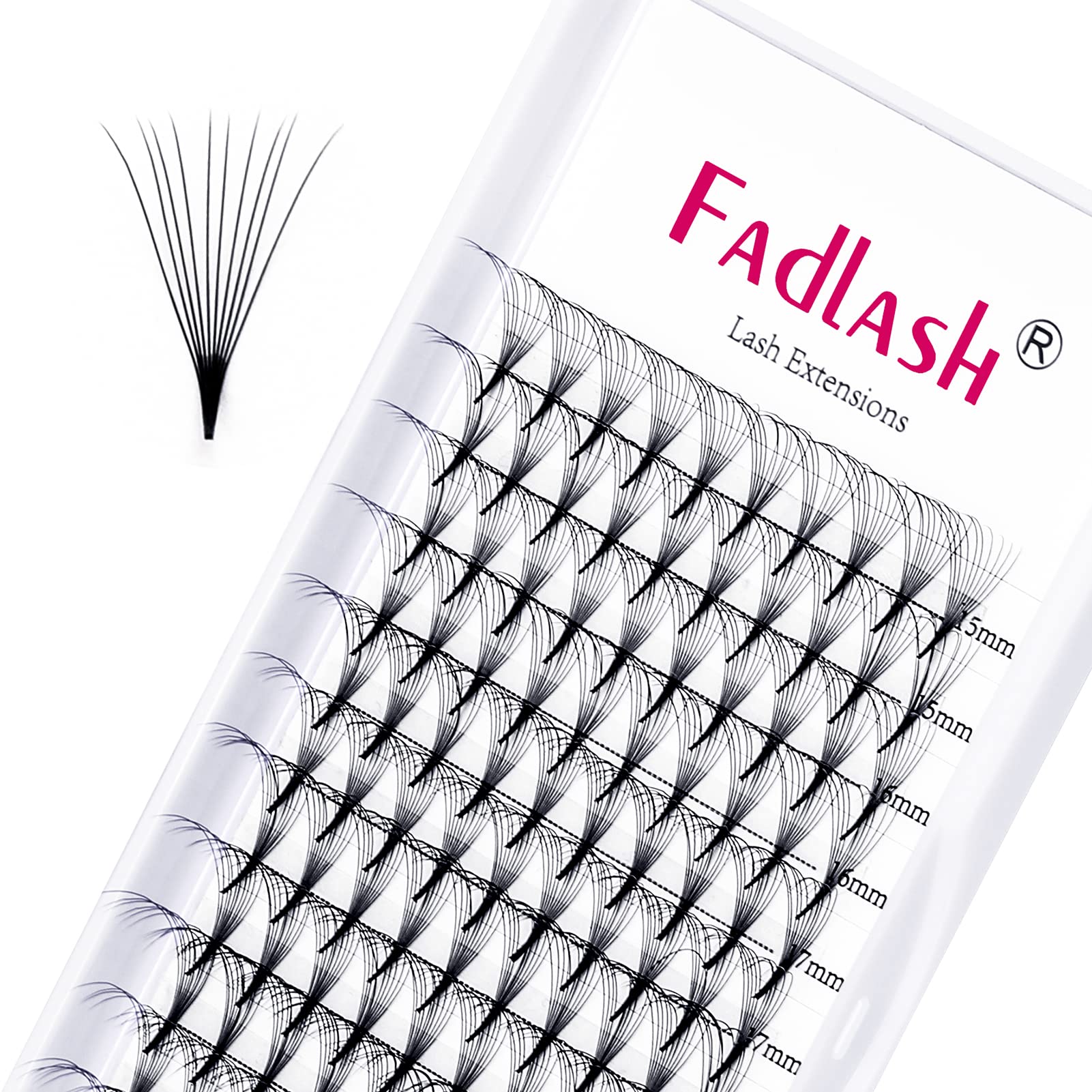 Volume Lash Extensions 10D Premade Russian 0.07 D Curl Mix Tray 15-20mm Pre-Made Fan Lashes
