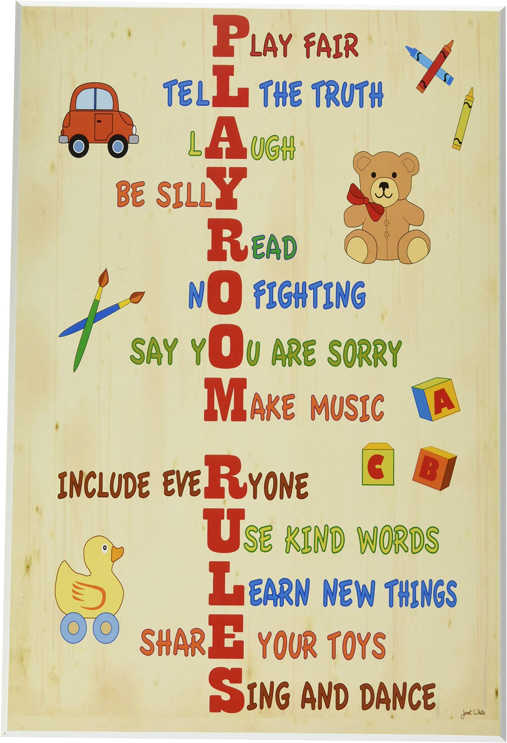 The Kids Room by Stupell Vertical Playroom Rules Rectangle Wall Plaque