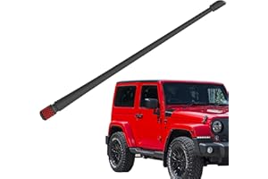 Rydonair Antenna Compatible with Jeep Wrangler JK JKU JL JLU Rubicon Sahara (2007-2023) | 13 inches Flexible Rubber Antenna Replacement | Designed for Optimized FM/AM Reception W/Red Bottom