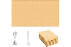 Cool Area Sun Shade Cloth with Grommets 3/4/6/8/10/12/16/20 FT Shade Panel Shade Tarp Screen Fabic for Outdoor Patio Pergola Cover Deck Garden, 8x10 FT, Sand