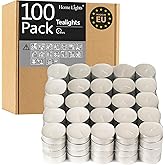 Tealight Candles - 4 Hours - Giant 100,200,300 Bulk Packs - White Unscented European Votive Smokeless Tea Lights for Shabbat, Weddings, Christmas, Home Decorative- 100 Pack