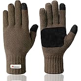 Evridwear Mens Winter Warm Gloves,Knitted Thermal Anti-Slip Touchscreen Glove with 3M Thinsulate Insulated Lining