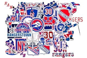 MEDIAWORKS 40 PCS New York American Rangers Hockey Stickers for Water Bottle, Laptop, Bicycle, Computer, Motorcycle, Travel Case, Car Decal Decoration Sticker