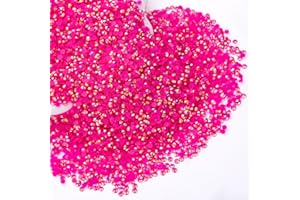 QPRETTY DU Hot Pink AB Rhinestones Bulk, 10000PCS Flat Back Round Jelly AB Rhinestones Non-Hotfix Crystal Gems Wholesale for Crafts Makeup Nails Face Tumblers Clothes Shoes Handmade Decoration 3mm