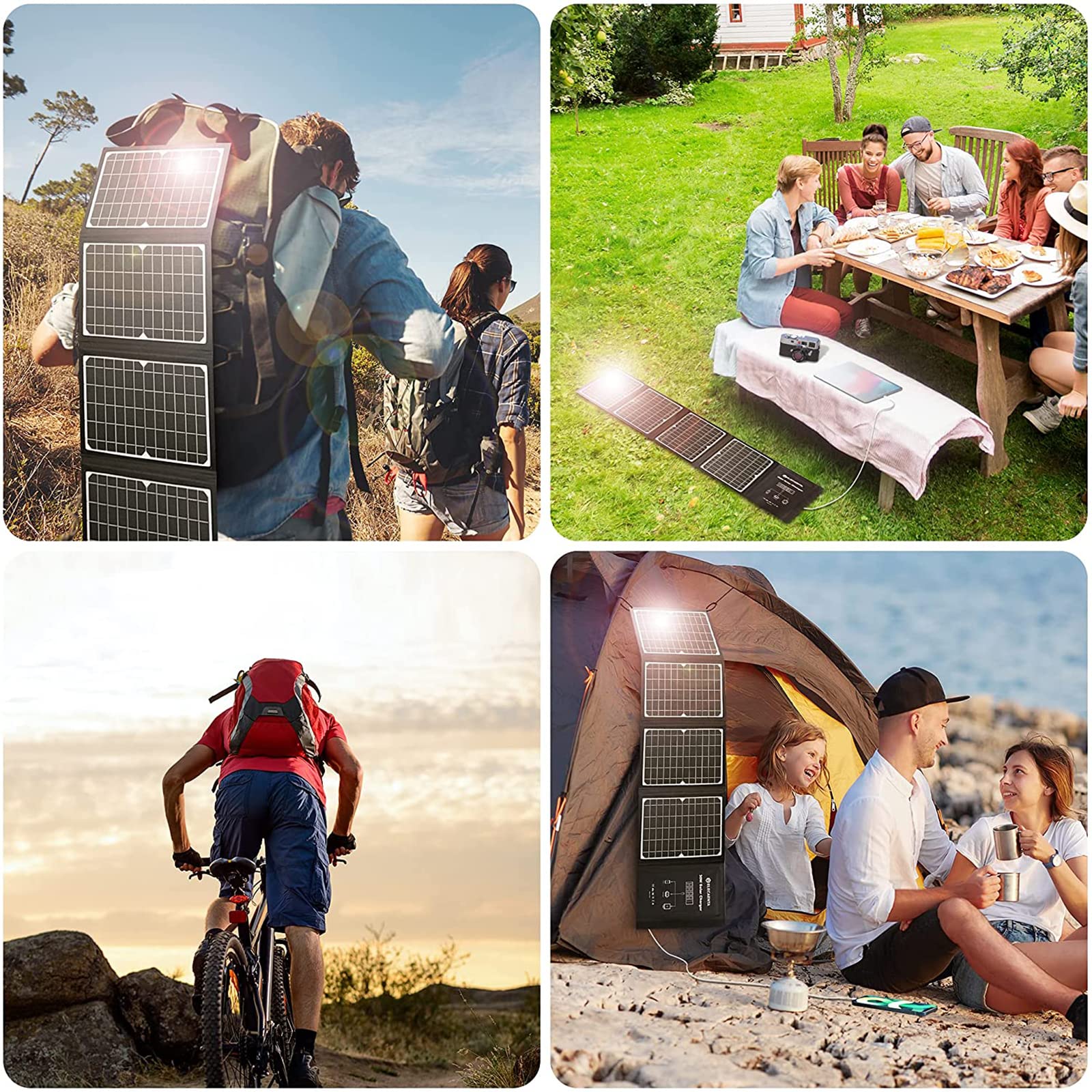 ELECAENTA 30W Portable Solar Panel Charger, 18W USB C Fast Charging, QC 3.0 and USB A Ports for Cellphones Tablets Camera Power Bank, IPX5 Waterproof, Foldable Solar Charger for Camping Backpacking