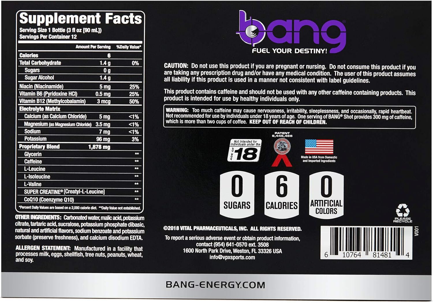 VPX Bang Shots - Rainbow Unicorn - 12 Count: Health & Personal Care