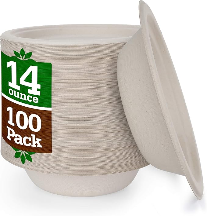 14 oz. Paper Plates Bowls [100Pack] Brown