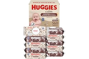 Huggies Calm Baby Wipes, Unscented, Hypoallergenic, 10 Push Button Packs (560 Wipes Total)