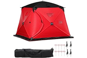 YITAHOME Ice Fishing Tent - 3-Layer Insulated Shelter for 3-6 Persons, Pop-up Portable Ice Shanty with 2 Doors and Carrying Bag