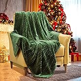 Excervent Soft Flannel Fleece Throw Blanket 50x60 Inches Olive Green Lightweight Winter Blankets Chevron Pattern for Sofa Couch Bed Fluffy Warm Cozy Decorative
