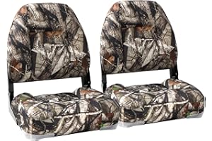 NORTHCAPTAIN Low Back Folding Fishing Boat Seat,Stainless Steel Screws Included,Camo,2 Seats