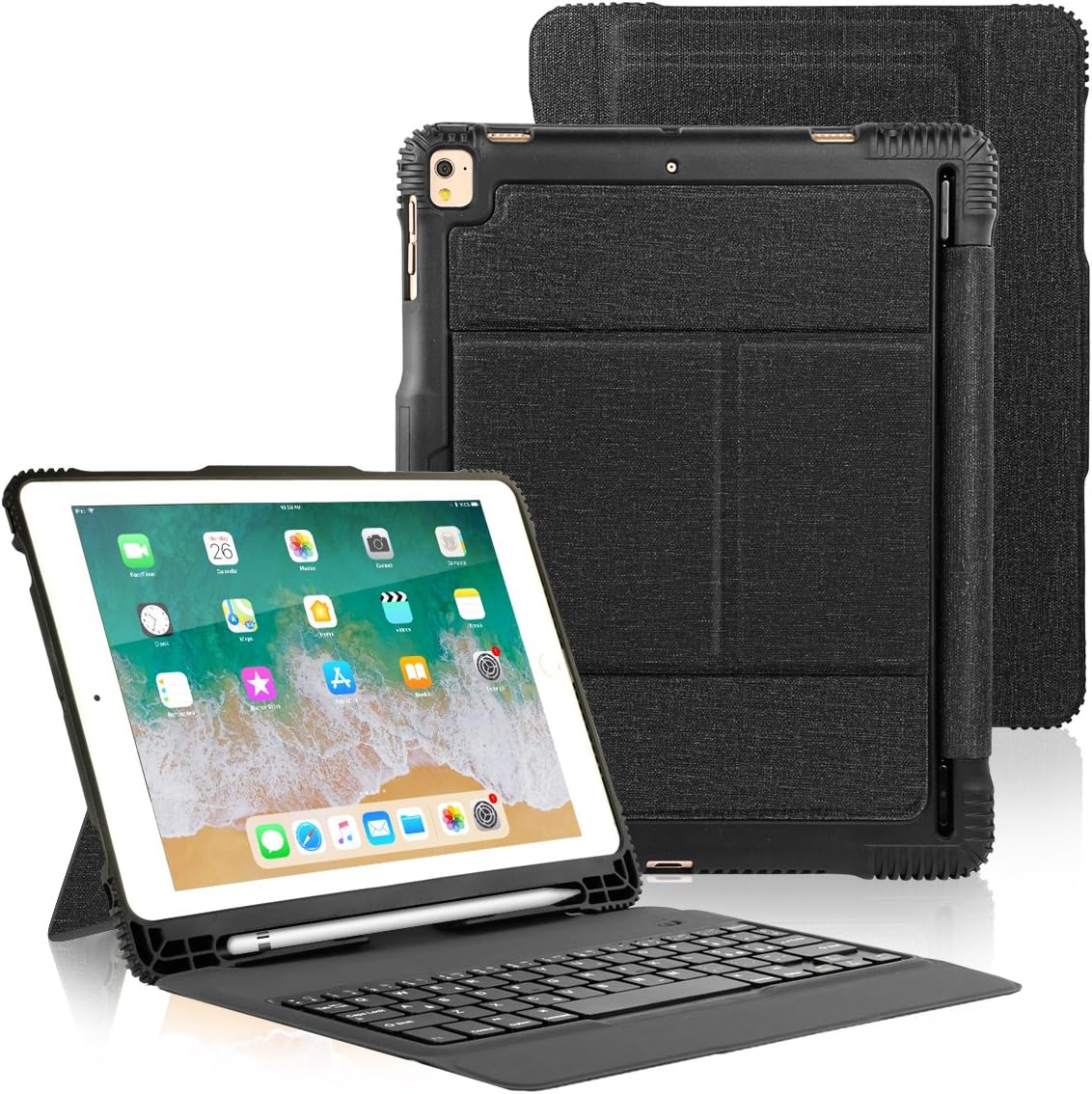 iPad Pro 10.5 / iPad Air 3rd Gen Keyboard Case with Pencil Holder, Detachable Bluetooth Keyboard with Shockproof Heavy Duty Full-body Protective Case for iPad Pro 10.5 / iPad Air 10.5 (3rd Gen) 2019