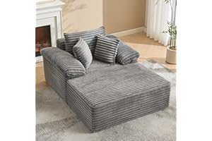 IDEALHOUSE Indoor Chaise Lounge, Corduroy Sleeper Sofa, Soft Flexible Lounger, Extra-Large Sofa Bed, Plush Corduroy Cloud Rea