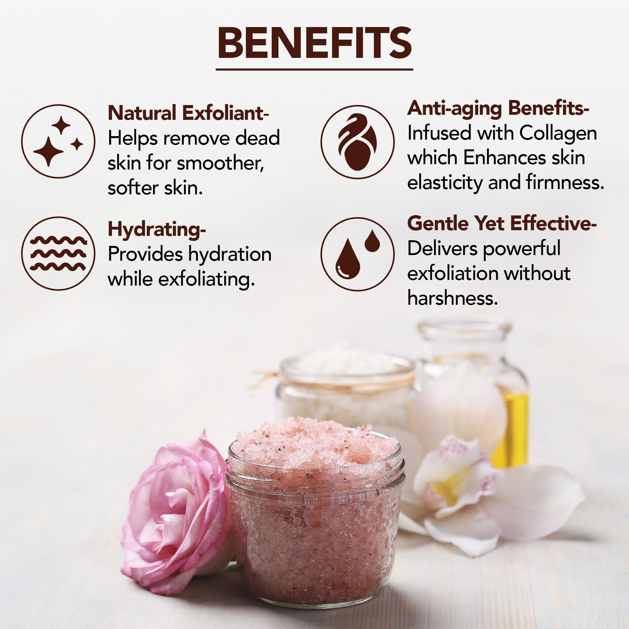 MAJESTIC PURE Himalayan Pink Salt Body Scrub with Collagen and Sweet Almond Oil | Exfoliating Body Scrub for Skin Care, Stretch Marks, Acne, Cellulite | Body Scrub Exfoliator |10 oz - Image 5