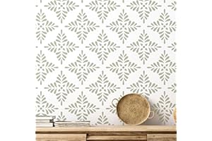 STENCILOGY® / Pechora - 23" x 33" XL Wall Stencil, Large Allover Wall Stencils for Painting, Stencils for Walls, Large Flower Leaf Damask Wall Stencil