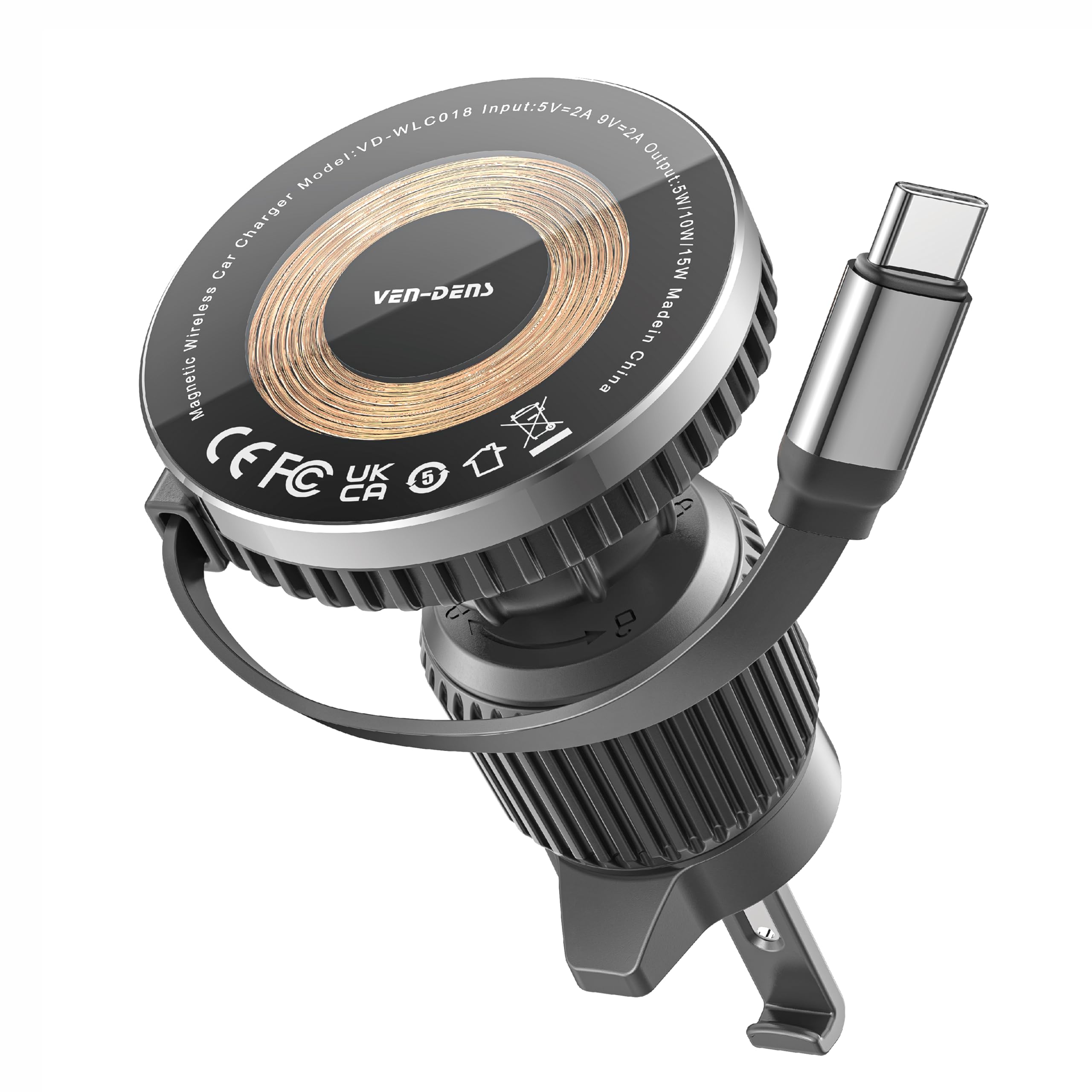 Magnetic Wireless Car Charger Mount, Galaxy Z Flip 7/Z Flip 7 FE/Z Fold 7/ Z Flip 6 5 / Z Fold 6 5-15W Fast Charging Car Holder Dashboard Vents Phone Mount Transparent Chargers