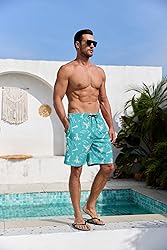 Lzzidou Men's Swim Trunks 8 Inch Inseam Mesh Lining