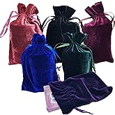 GiftExpress Velvet Tarot Rune Bag Bundle of 6: Moss Green, Royal Blue, Purple, Wine, Ross, Black 6" x 9" - Velvet Bag for Christmas Gifts Jewel, Watch and Small Items.