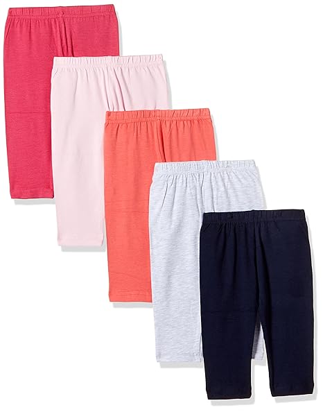 Baby Girls Cotton Leggings (Pack of 5)(Colors & Print May Vary)