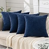 GAWAMAY Decorative Square Throw Pillow Covers 18"x18" Inch Set of 4, Super Soft Chenille Pillows Farmhouse Fall Pillowcase for Living Room Bedroom Sofa Couch Cushion Cover Navy Blue 45x45cm