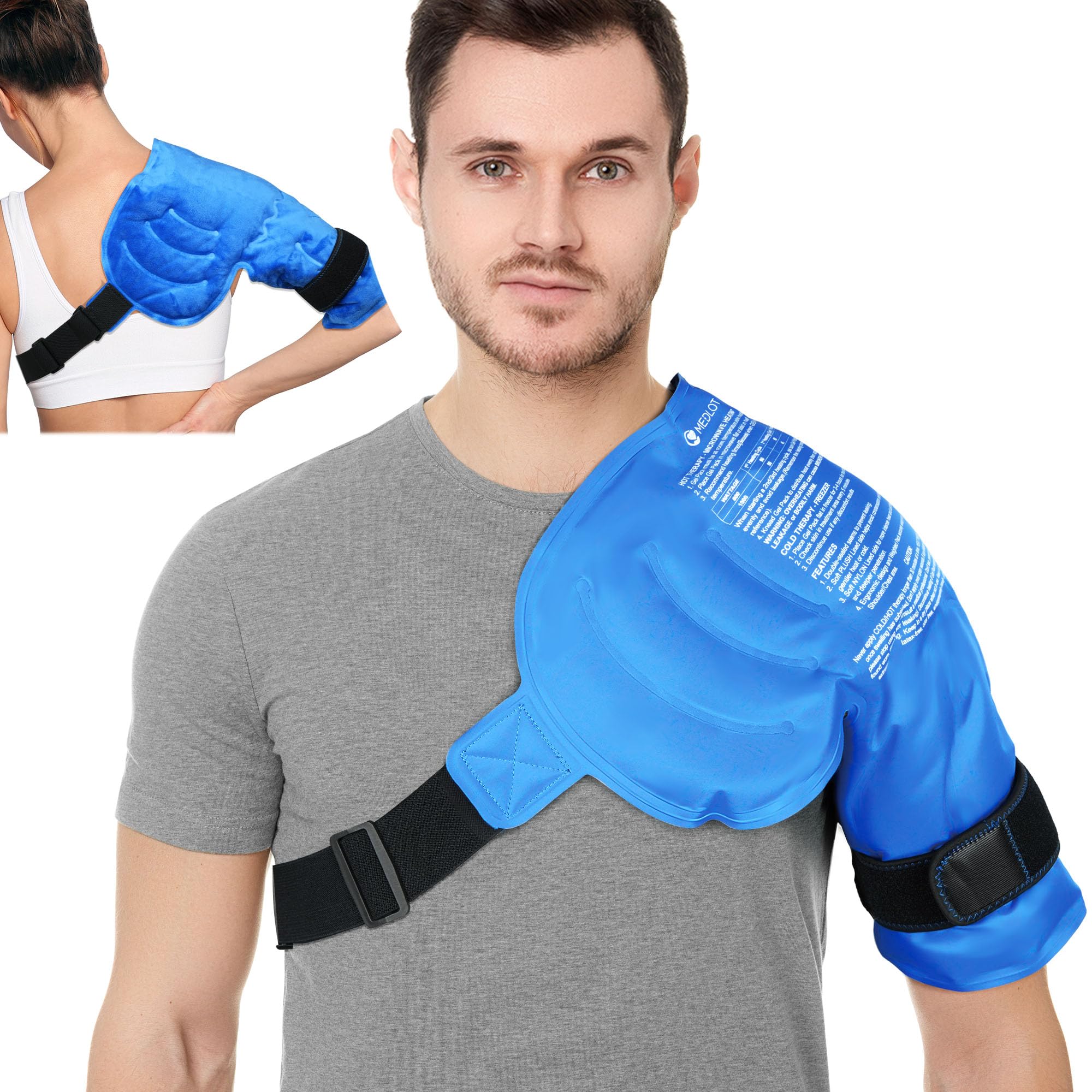 Photo 1 of MEDLOT Shoulder Ice Pack Wrap, Larger Rotator Cuff Cold Therapy Support Brace for Shoulder Pain Relief, Reusable Gel Hot Cold Compress for Sports Injuries, Tendonitis, Surgery Recovery