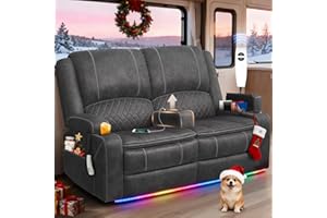 MOSGAT Loveseat Recliner Sofa, Power Reclining Loveseat Sofa RV Couch with Removable Armrest and Remote Control, Wall Hugger Home Theater Seating with 2-Tier Cushions, Storage & USB Ports, Grey