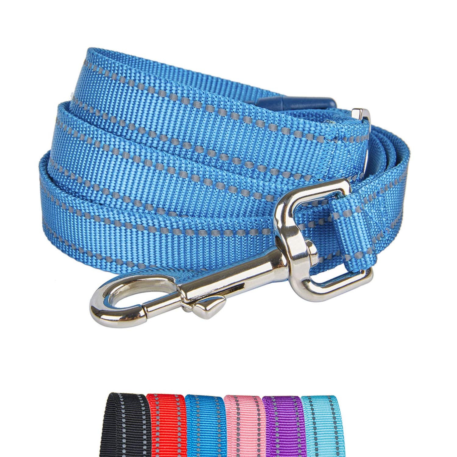 YUDOTE Strong Nylon Dog Lead,Reflective Dog Leash with Soft Comfy Padded Loop Handle,Handy D Ring and Buckle for Daily Walking with Medium Dogs,Royal Blue