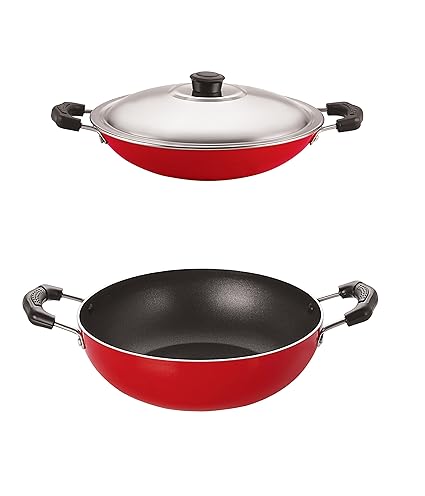 Nirlon Non-Stick Aluminium Cookware Set, 2-Pieces, Red (2.6mm_KD12_AC)
