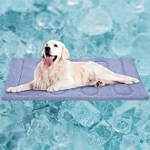 Cooling Mat for Large Dogs - Double-Sided Warming &amp; Cool, Q-MAX>0.47 | L - 35.5''x23.6'' Cold Crate Pad Indoor for Pet, Portable Thin Kennel Mat as Topper, Sky Blue