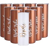 10 Pack Bride to Be Skinny Tumbler | 20 oz Bride Tribe Stainless Steel Wine Tumblers | Engagement Wedding Gifts Bridesmaids Mugs Bachelorette Party Supplies & Games