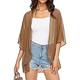 Womens Kimono Cardigans Beach Cover ups Swimwear Puff Sleeve Loose Casual Summer Tops