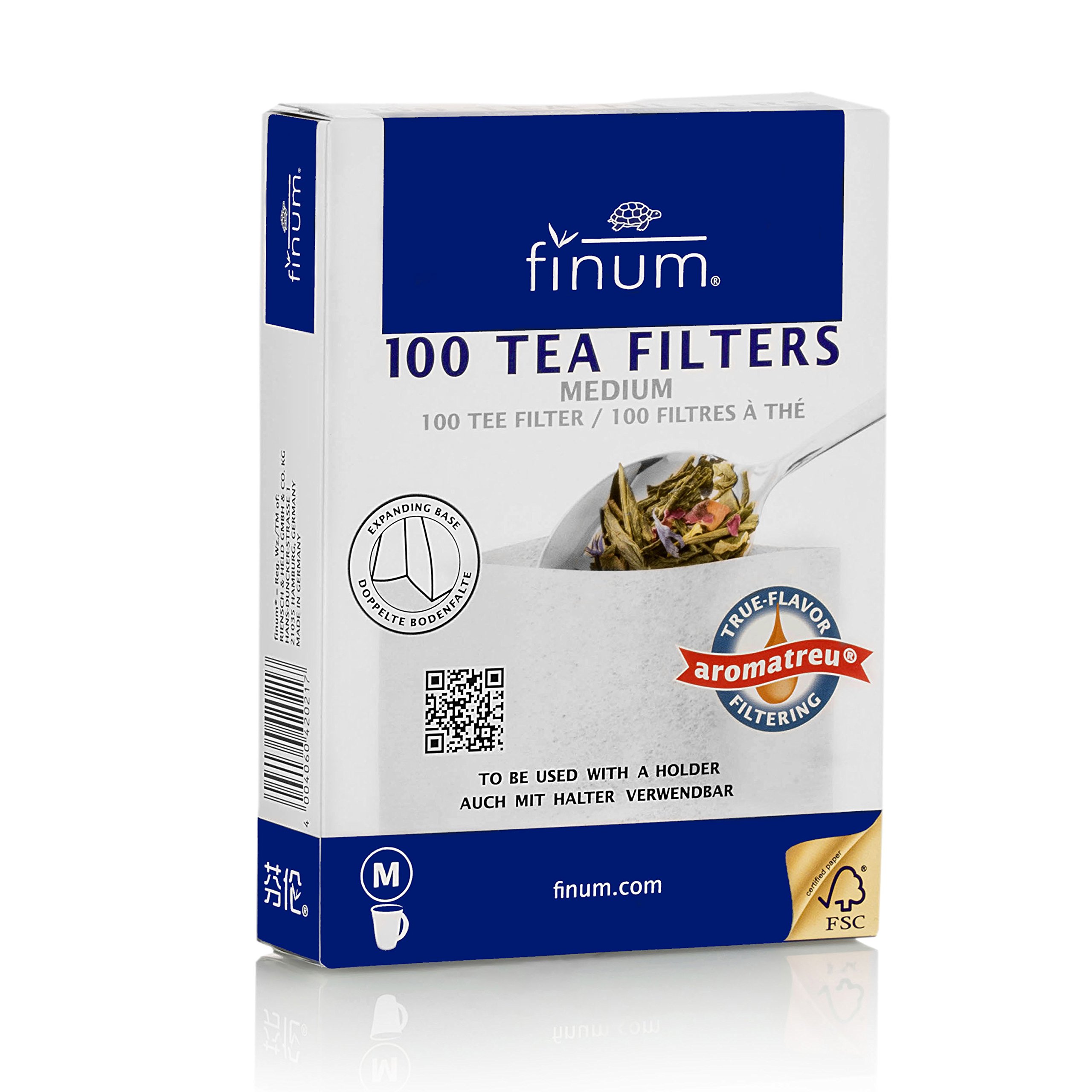 Finum100 Tea Filters 100X130MM M UP to 6 Cups, Natural-Fiber, White, M