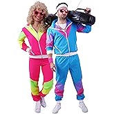 FetteParty1A Premium 80s & 90s Tracksuit Costume Unisex - 80s Shell Suit Party Dress Costume - 90s Costumes for Halloween