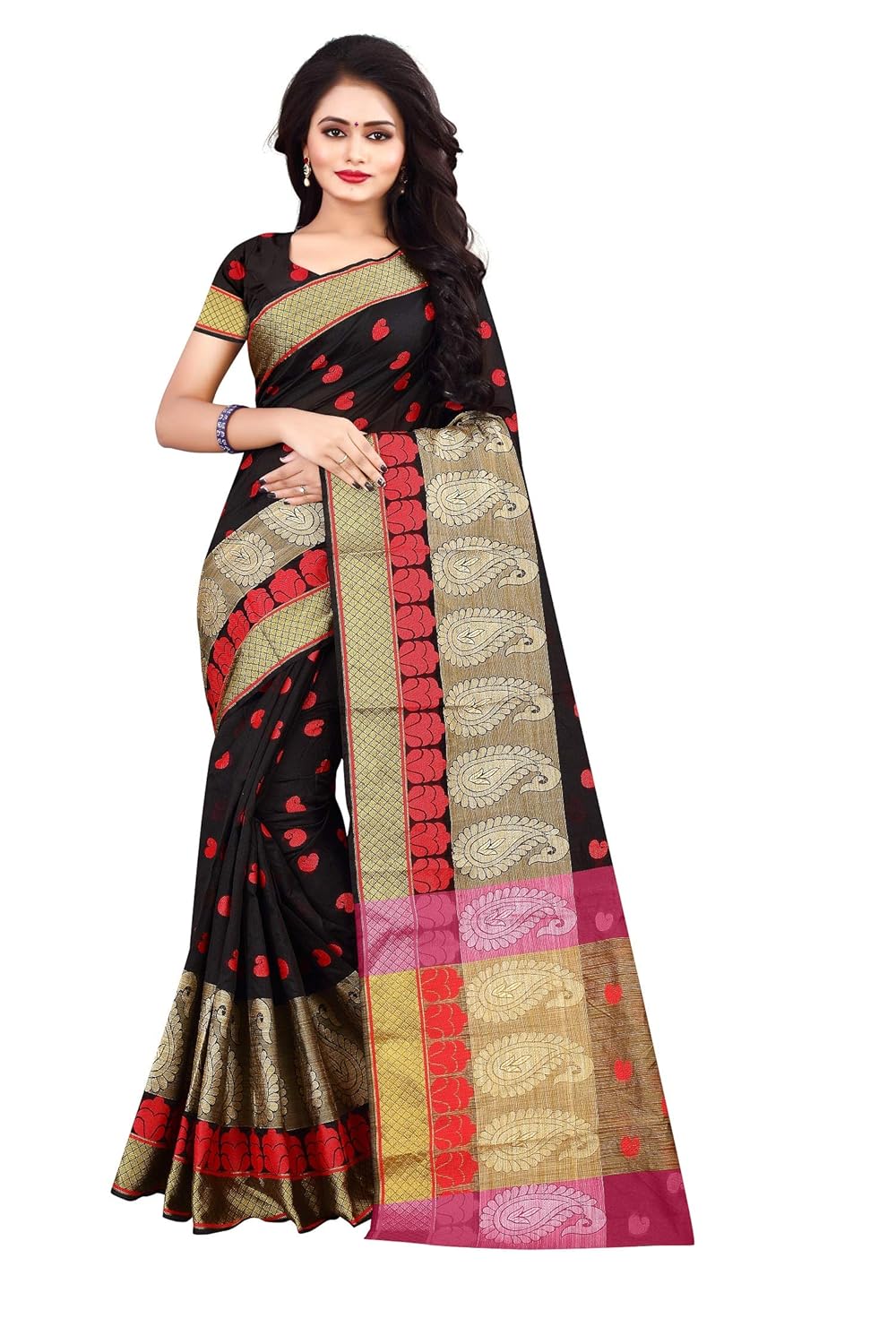 om sai latest creation cotton saree with blouse piece