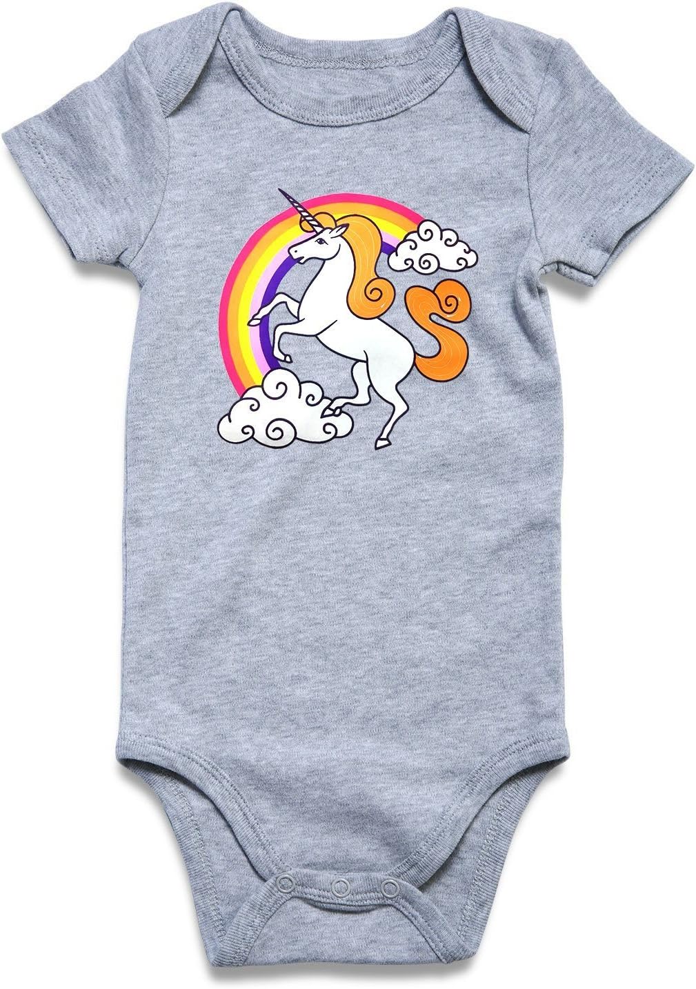 Rainbow Baby Boy Girl Outfit Romper Shower Baby Girl Boy Toddler Clothes Colorful Raninbow Unicorn Ptint Baby Summer Fall Trip Holiday Outfits with Wide Sleeve 1pcs Set Size 70 S