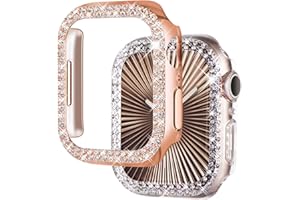 NewWays 2-Pack Bling Compatible for Apple Watch Cases 38mm Series 3 2 1, Protective Bumper for iWatch Series 1/2/3 (38mm, Rose Gold/Clear)