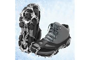 BIGMETA Kids Ice Cleats for Shoes Boots, Snow Crampons with Sturdy Stainless Steel Spikes