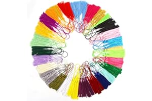 KIMOBER 100Pcs Small Craft Tassels,Handmade Mini Silky Bookmark Tassel with Loop Tassel Pendant Rope for Jewelry Making,Souve