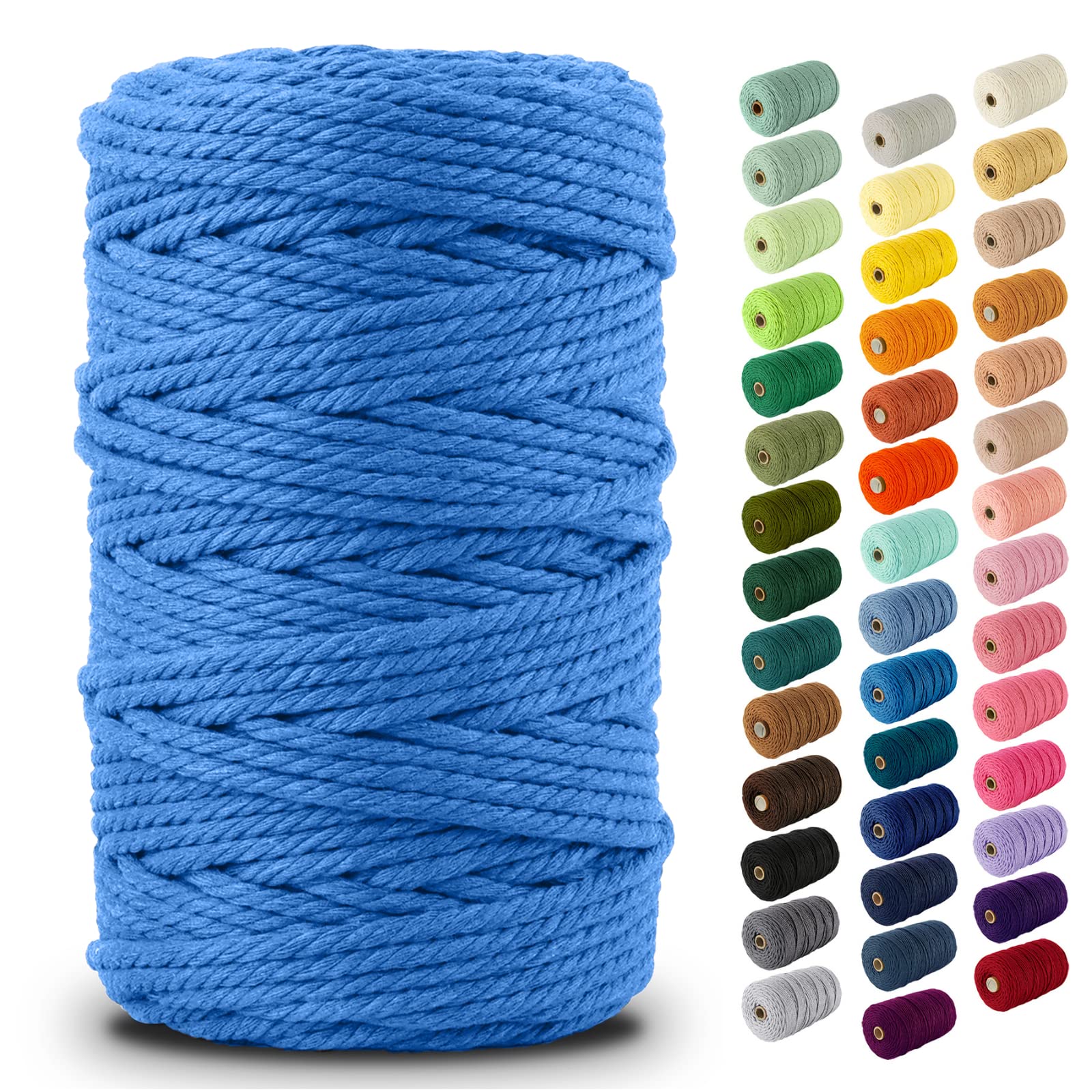Photo 1 of Nook Theory Macrame Cord - 5mm 109 Yards Cotton Rope, 3mm 4mm Yarn, String for Crafts, Perfect for Macrame Wall Hanging and Boho Decorations (Ocean)
