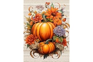 MjhRcll Fall Pumpkin Diamond Painting Kits,5D DIY Thanksgiving Diamond Painting Kits for Adults,Full Round Drill Diamond Dots for Home Holiday Decor Inch12X16/30x40cm