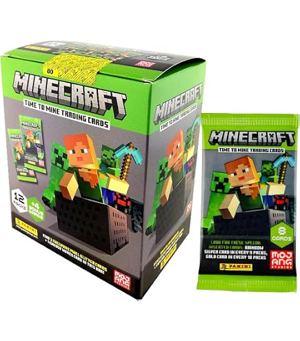 minecraft booster box Panini 3 Trading Cards 36-Piece Set Toys & Games this official Panini product captures the characters Minecraft Playing Cards 2021 Panini