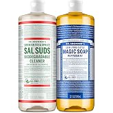 Dr. Bronner&rsquo;s Pure-Castile Magic Soap Variety Pack &amp; Sal Suds Biodegradable Cleaner Liquid Body Soap, All-Purpose Cleaner, Vegan, Cruelty-Free, Non-GMO, Peppermint Pure-Castile Liquid 32 oz &amp; Sal Suds