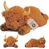 Wepop 5lbs Highland Cow Weighted Stuffed Animals, 22in Giant Highland Cow Gift Plush Toy,Adorable Stuffed Animal for Kids and Adults Highland Cattle Plushie Pillow Decor