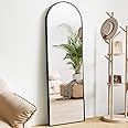 Sweetcrispy 59"x16" Arched FFull Length Mirror, Standing or Leaning Full Body Mirror with Aluminum Alloy Thin Frame, Suitable for Bedroom or Cloakroom,Black
