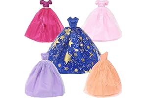BJDBUS 5 Pcs Handmade Wedding Dress Party Gown for 11.5 Inch Girl Doll Clothes Accessories Random Clothing Set
