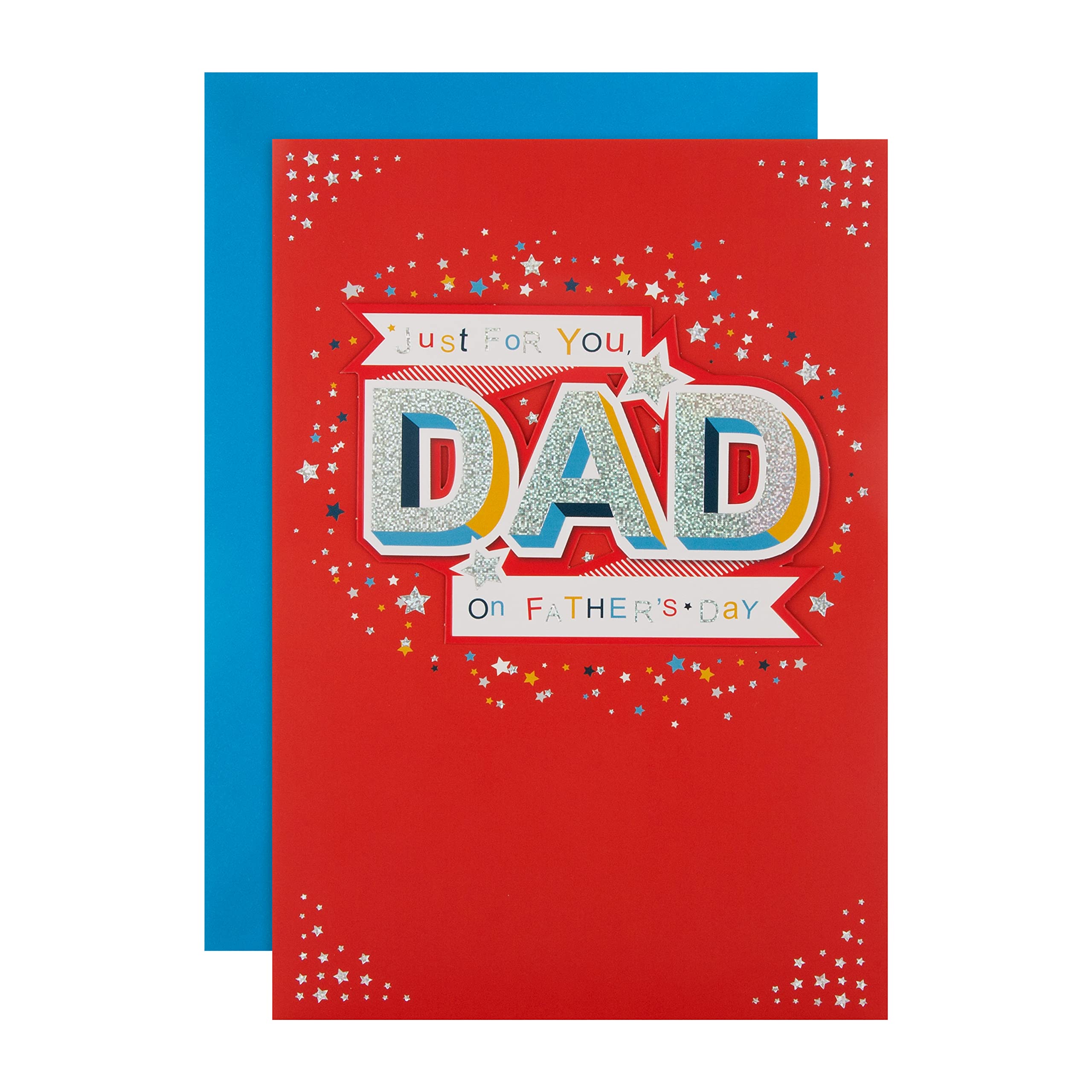 Hallmark Fathers Day Card for Dad, Bold Design, Stars, Red, Holographic Foil