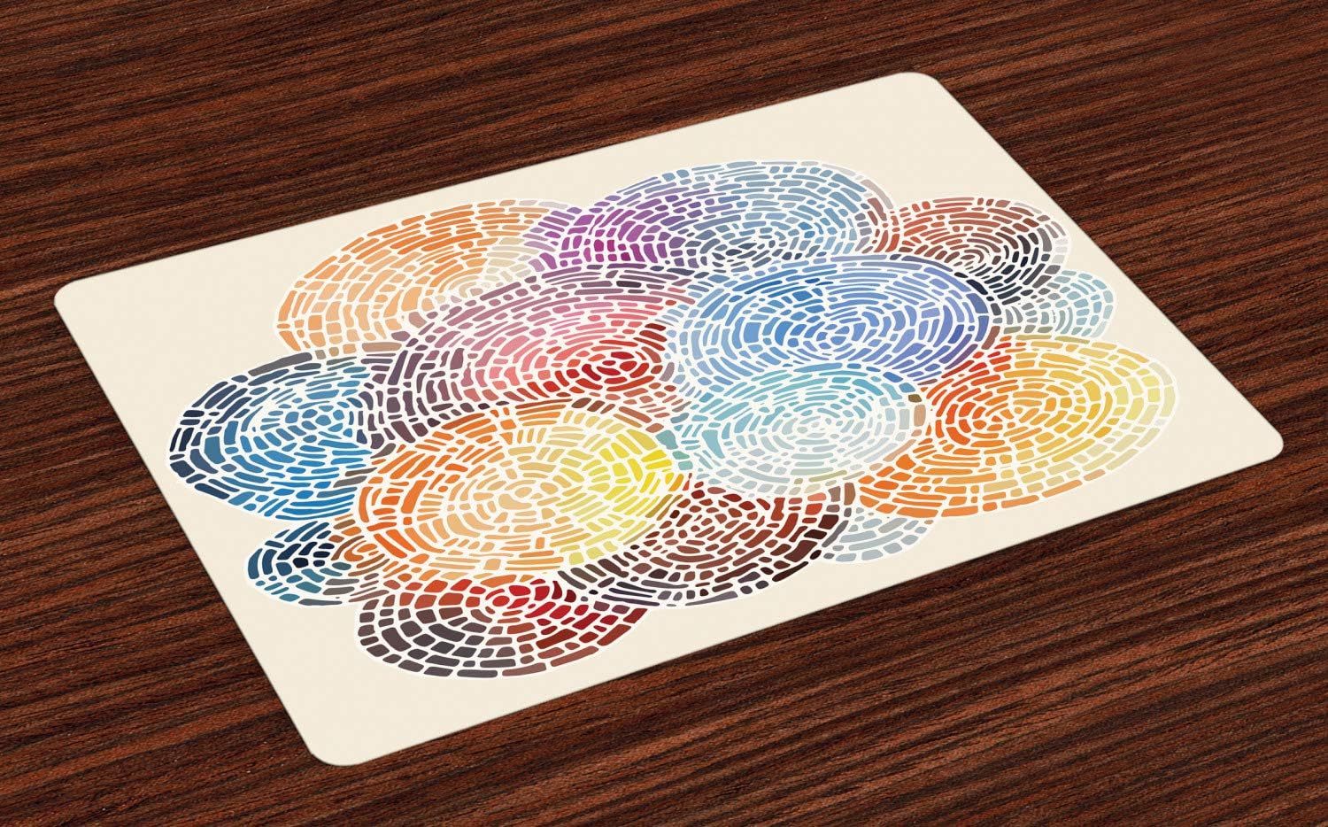 Ambesonne Colorful Place Mats Set of 4, Abstract Mosaic Style Blots Spots Dots