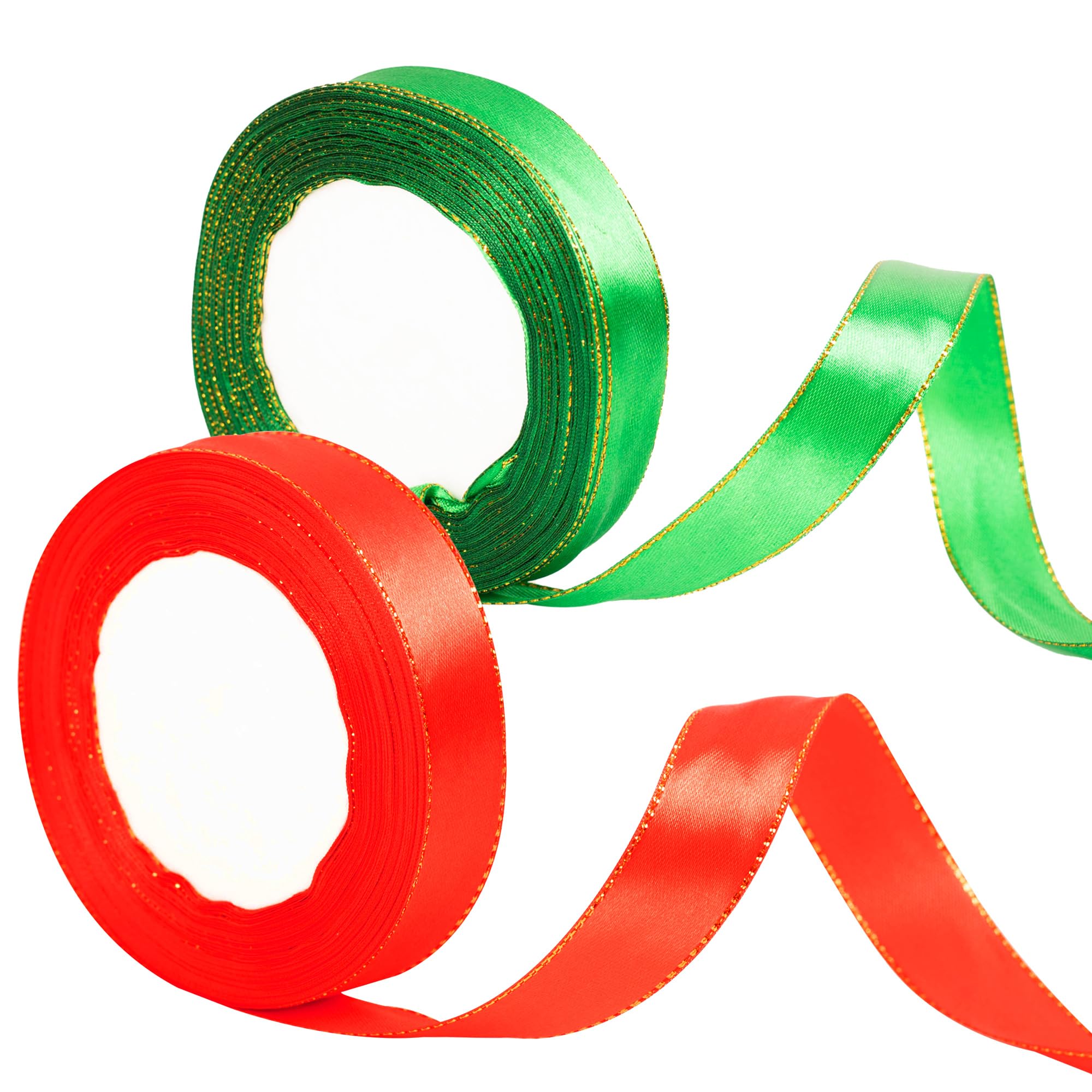 ZSYIULIA 20mm Wide Red and Green Ribbon Christmas Ribbon for Gift Wrapping 22m, Red Green Ribbon Christmas Satin Ribbon for Present Wrapping Ribbon Xmas Bow Cake Gift Bags Decoration Crafting Ribbon