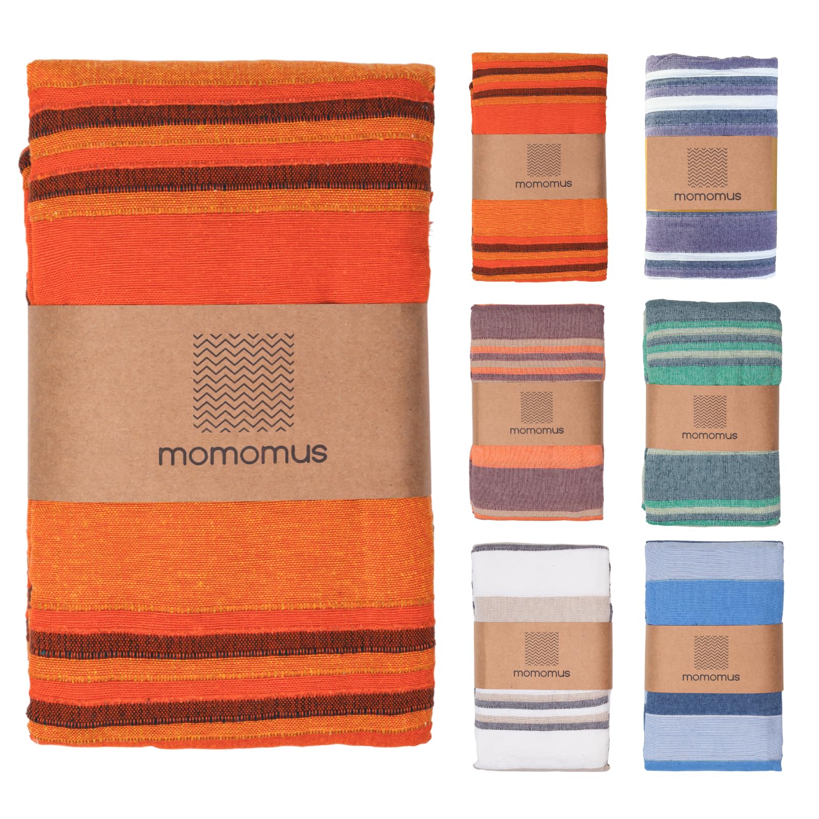 MOMOMUS Lightweight Extra Large Picnic Blanket for the Beach - XXL, with Fringes, Compact - Sandless Beach Mat, Sandproof Beach Blanket - Orange, 210x240 cm
